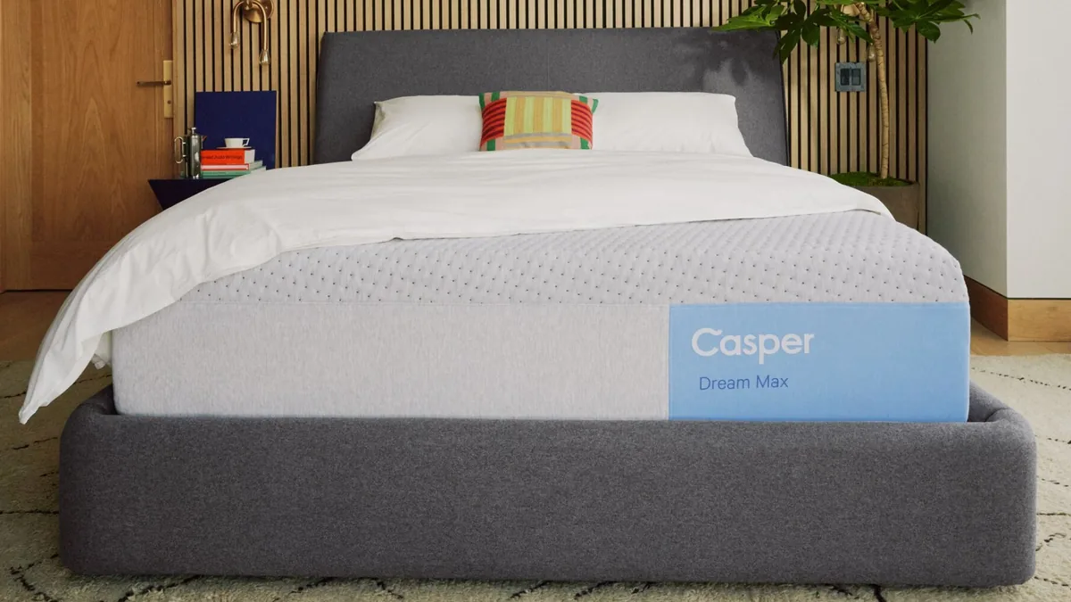 Casper Dream Max mattress on an upholstered bed