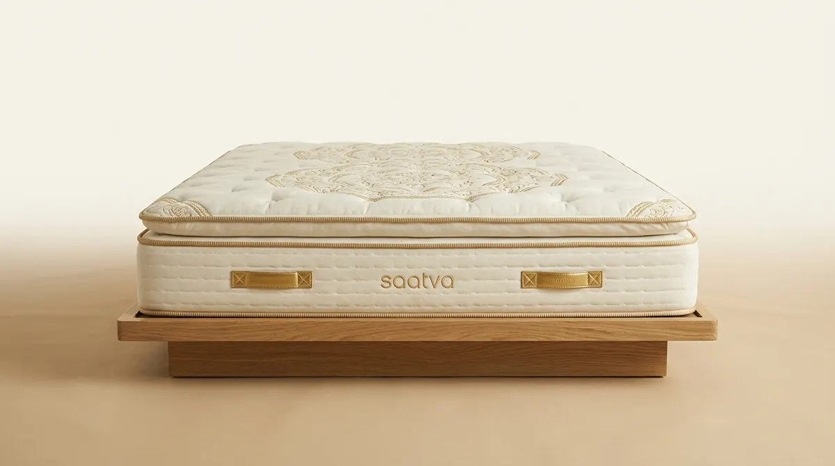 Saatva Classic innerspring mattress straight-on studio photo