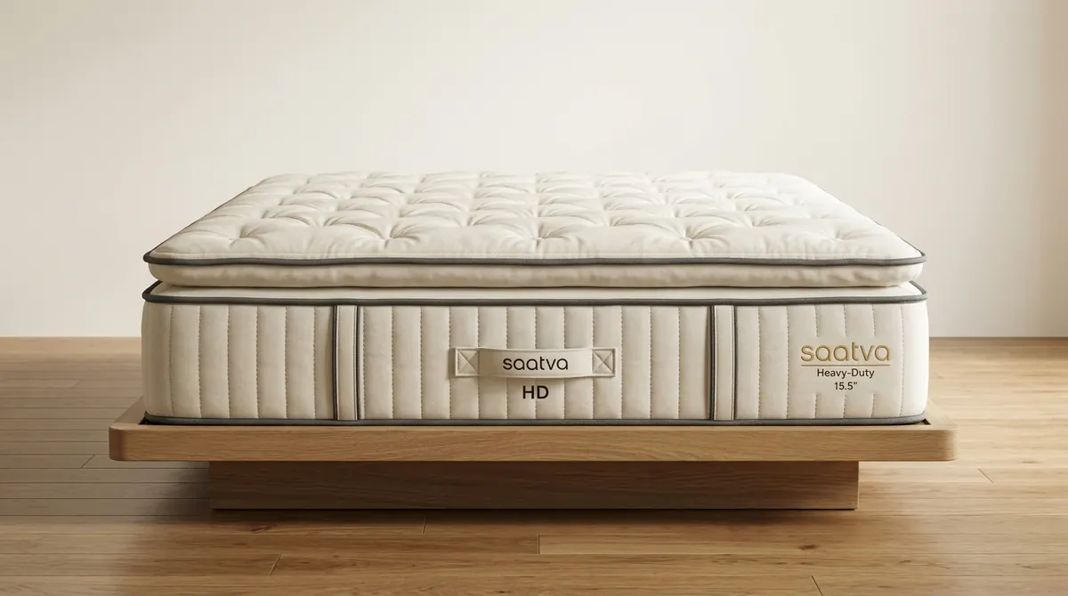 Saatva HD heavy duty mattress direct head-on studio photo