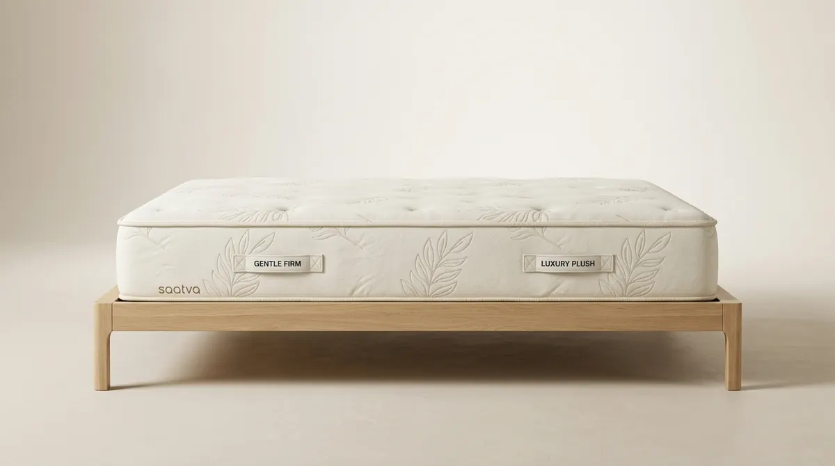 Zenhaven natural flippable latex mattress head-on studio photo