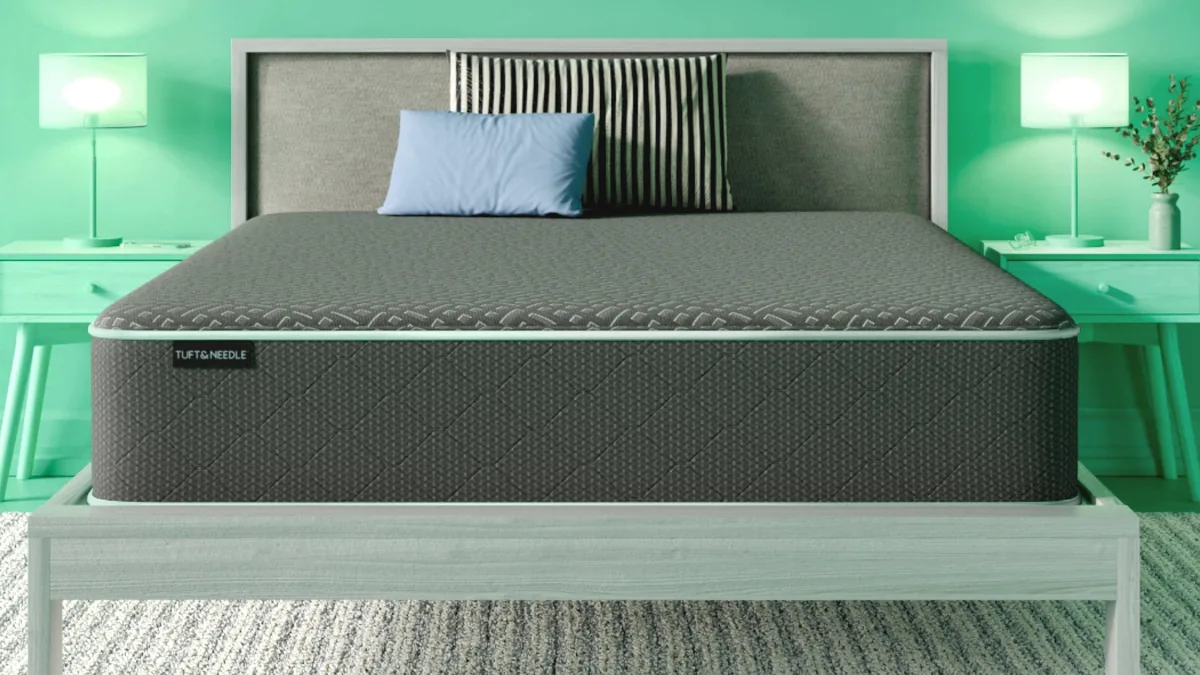 Tuft & Needle Original mattress on a light bed frame