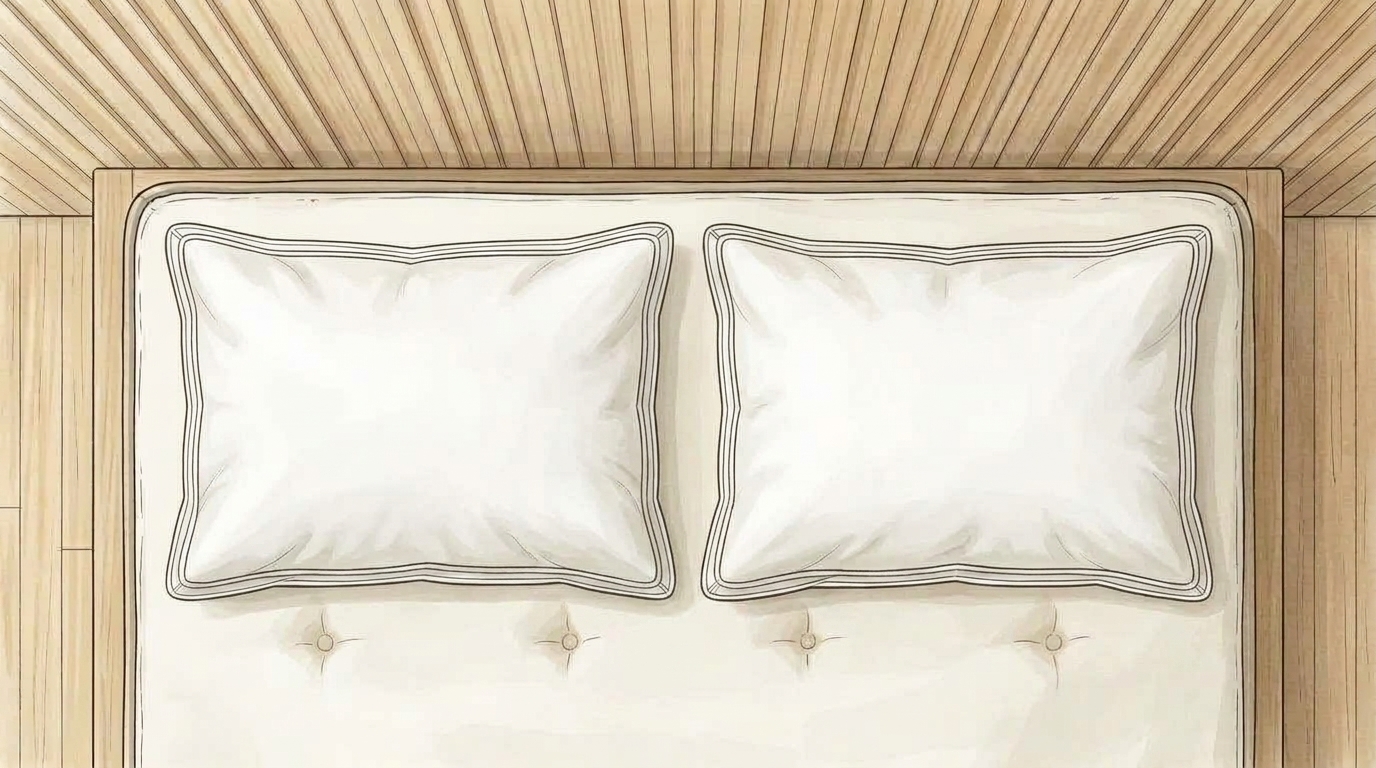 Saatva Down Alternative Pillow deconstructed architectural watercolor illustration