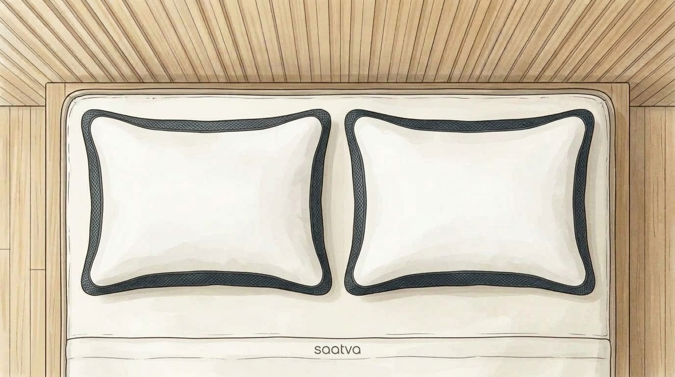 Saatva Memory Foam Pillow deconstructed architectural watercolor illustration