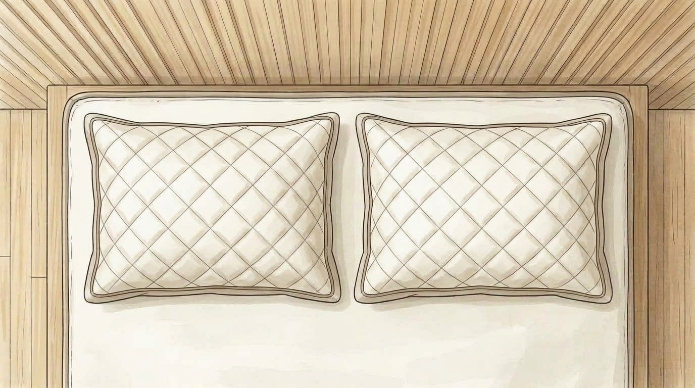 Saatva Organic Quilted Pillow deconstructed architectural watercolor illustration
