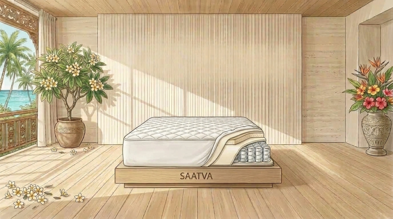 Saatva Waterproof Mattress Protector deconstructed architectural watercolor illustration