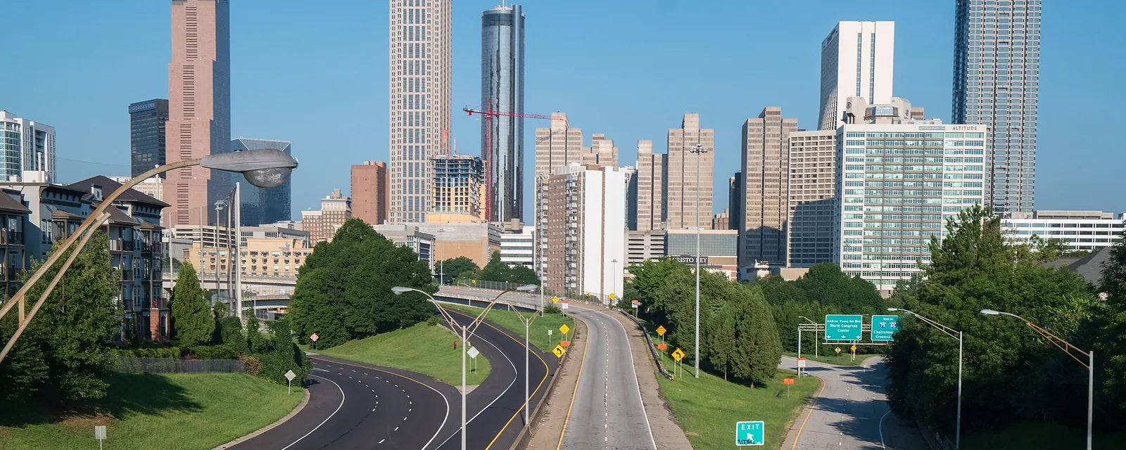 Downtown Atlanta skyline seen from the Jackson Street Bridge
