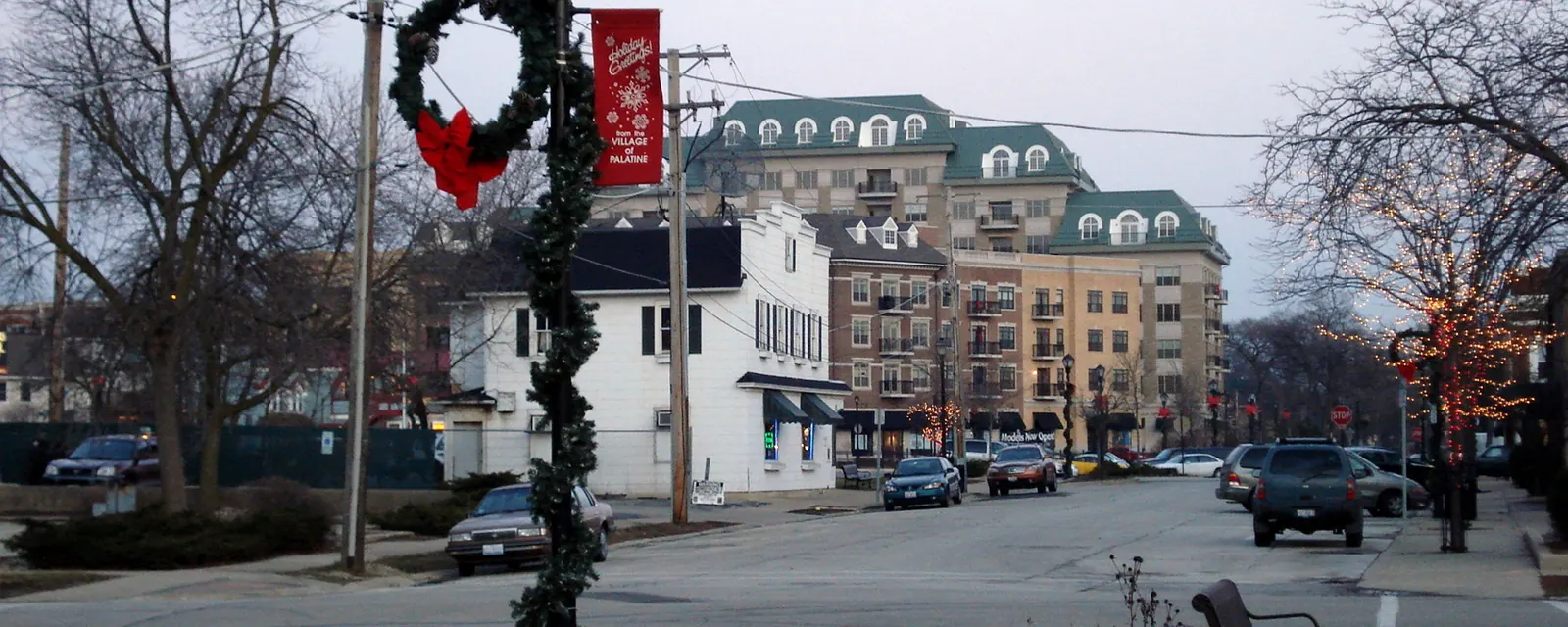Downtown Palatine in winter