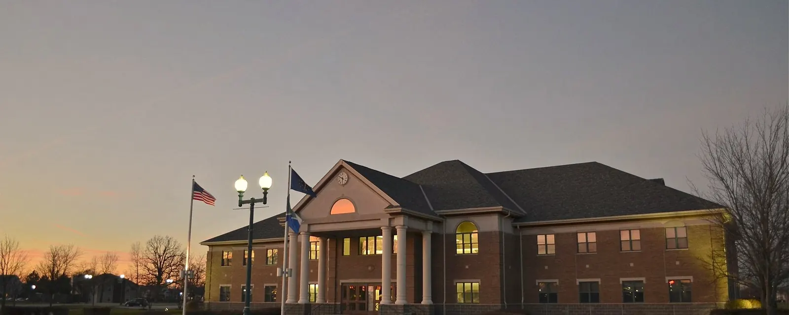 Fishers Town Hall at dusk