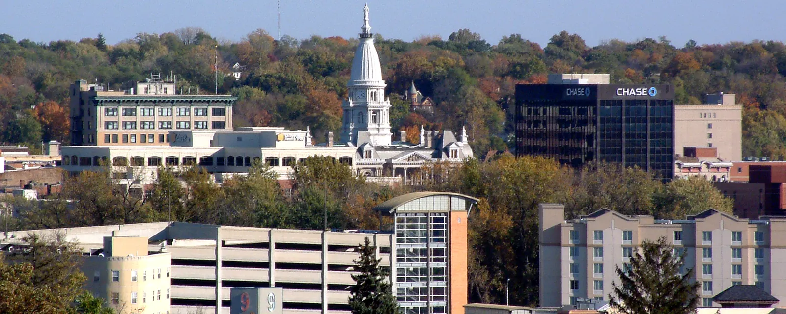 Lafayette skyline with the Tippecanoe County Courthouse dome