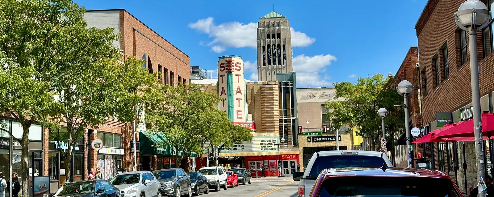 Shops and the State Theater in downtown Ann Arbor