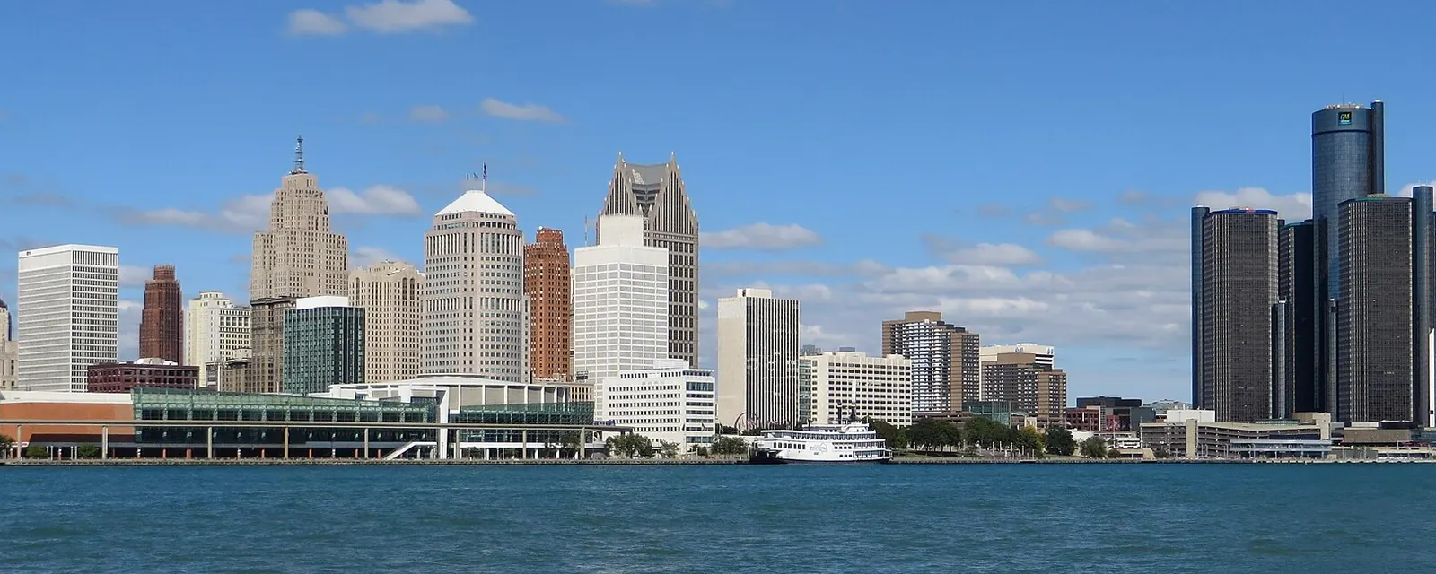 Downtown Detroit skyline across the Detroit River