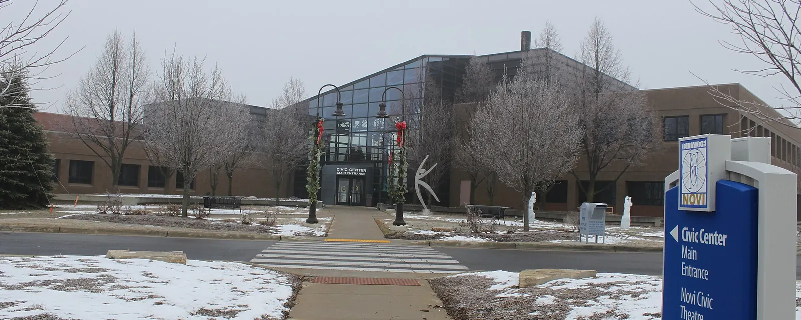The Novi Civic Center in winter