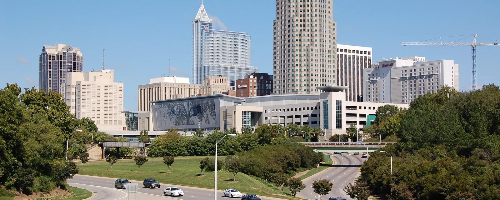 Downtown Raleigh skyline seen from Western Boulevard