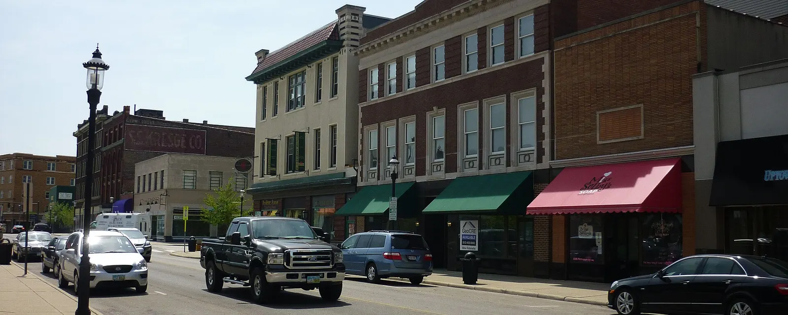 Storefronts on a street in downtown Middletown
