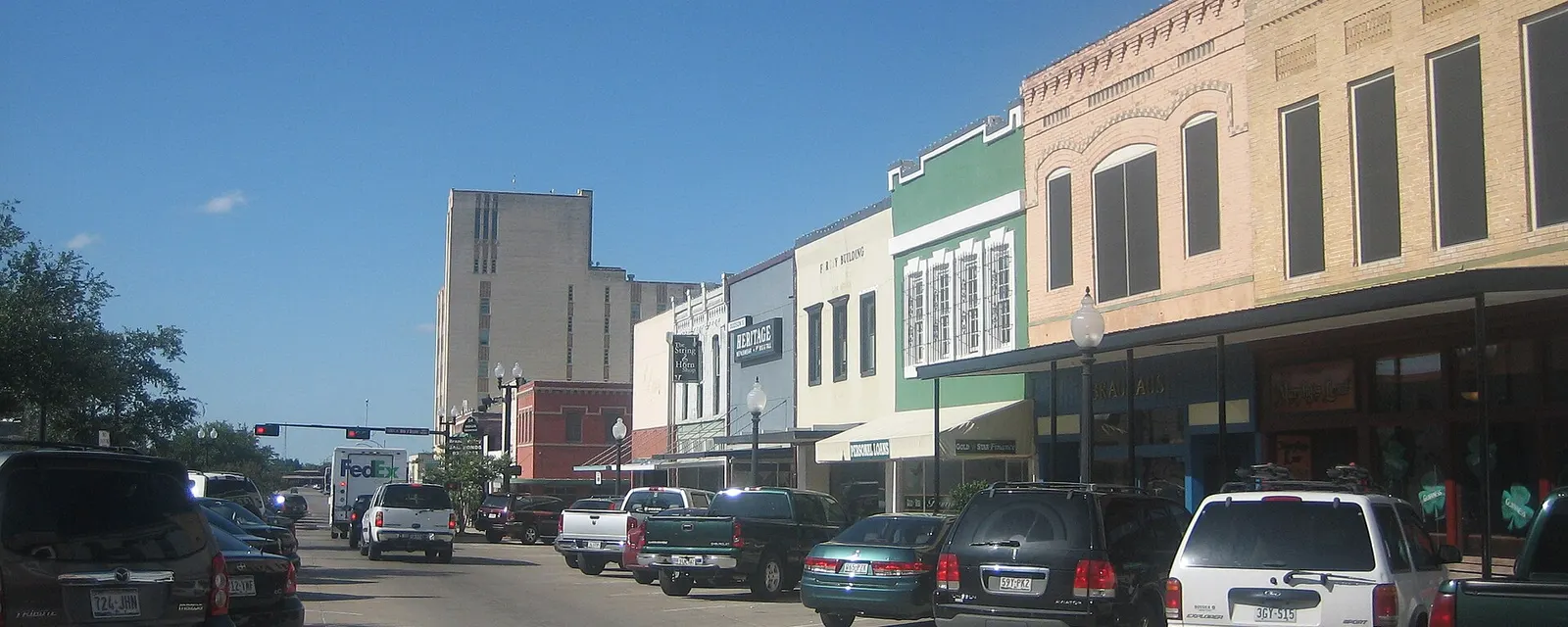Storefronts in the downtown Bryan historic district