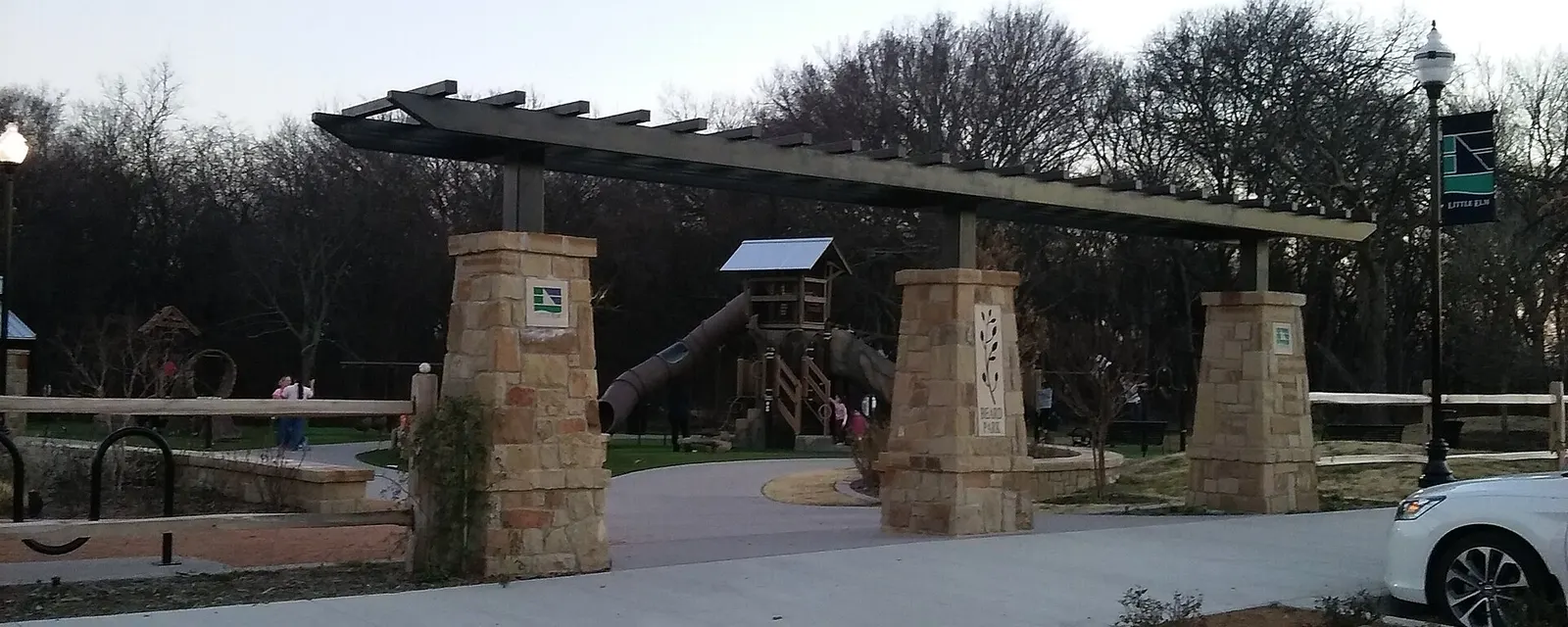 Stone entry arch at Beard Park in Little Elm