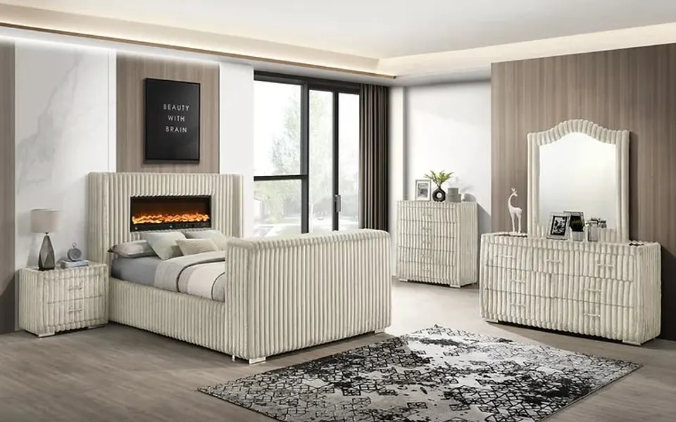 A bedroom set in a showroom, photo from Divine Decor Furniture
