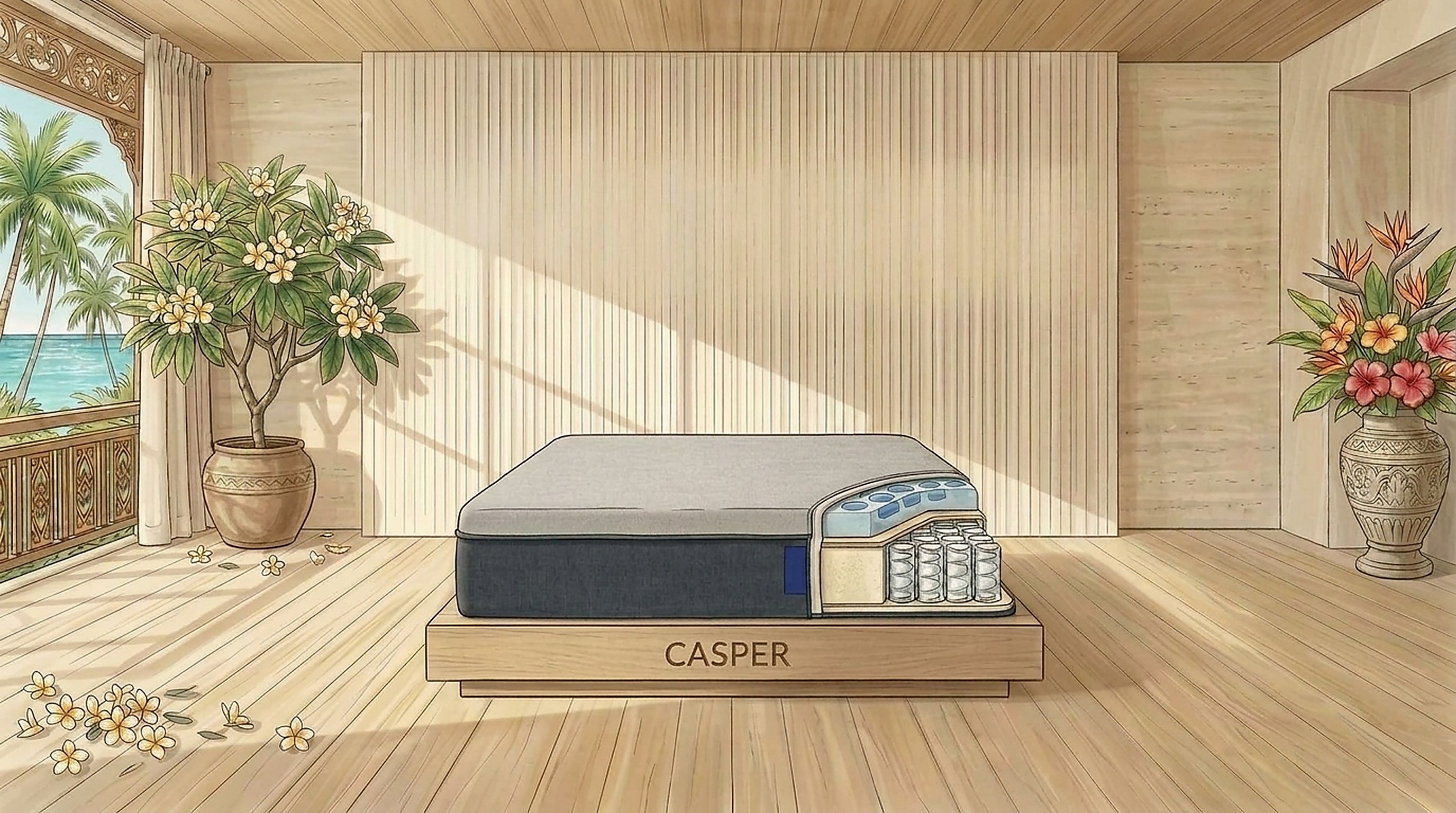 Casper Wave Hybrid Mattress in Bali Architectural Pavilion
